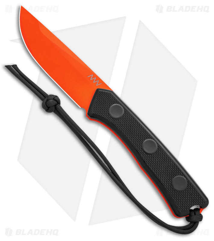 Acta Non Verba Knives P200 Fixed Blade Knife Black G-10 (4" Orange)