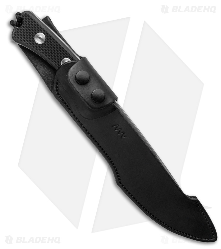 Acta Non Verba Knives P500 Fixed Blade Knife Black G-10 (7.5" Stonewash)