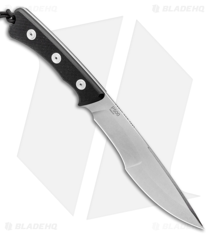 Acta Non Verba Knives P500 Fixed Blade Knife Black G-10 (7.5" Stonewash)