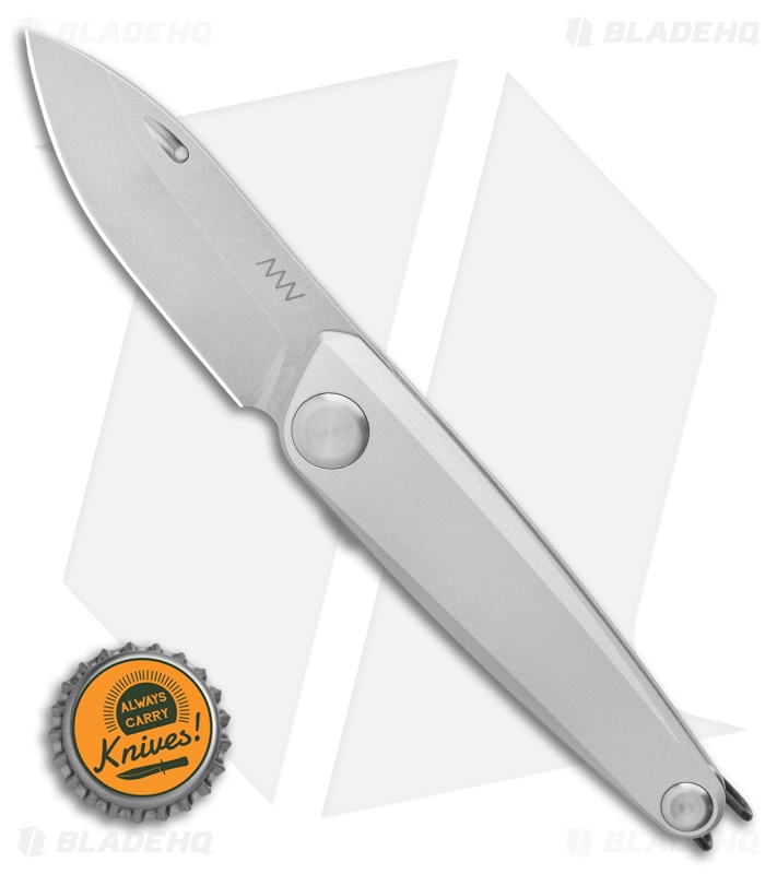 Acta Non Verba Knives Z050 Slip Joint Knife Silver Aluminum (2.6" Stonewash)