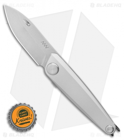 Acta Non Verba Knives Z050 Slip Joint Knife Silver Aluminum (2.6" Stonewash)