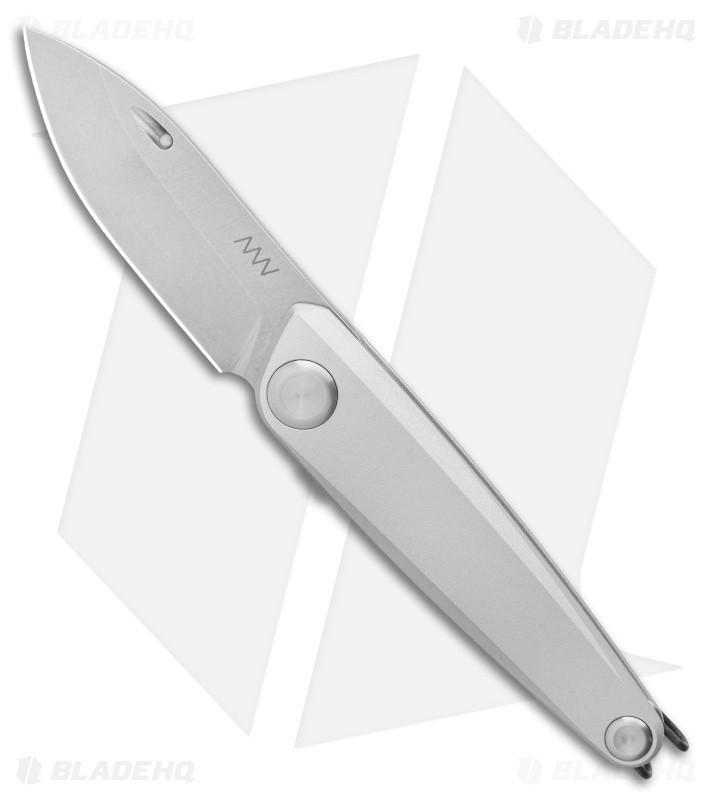 Acta Non Verba Knives Z050 Slip Joint Knife Silver Aluminum (2.6" Stonewash)