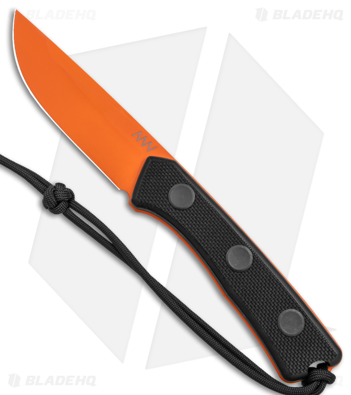 Acta Non Verba Knives P200 Fixed Blade Knife Black G-10 (4" Orange) ANVP200-030