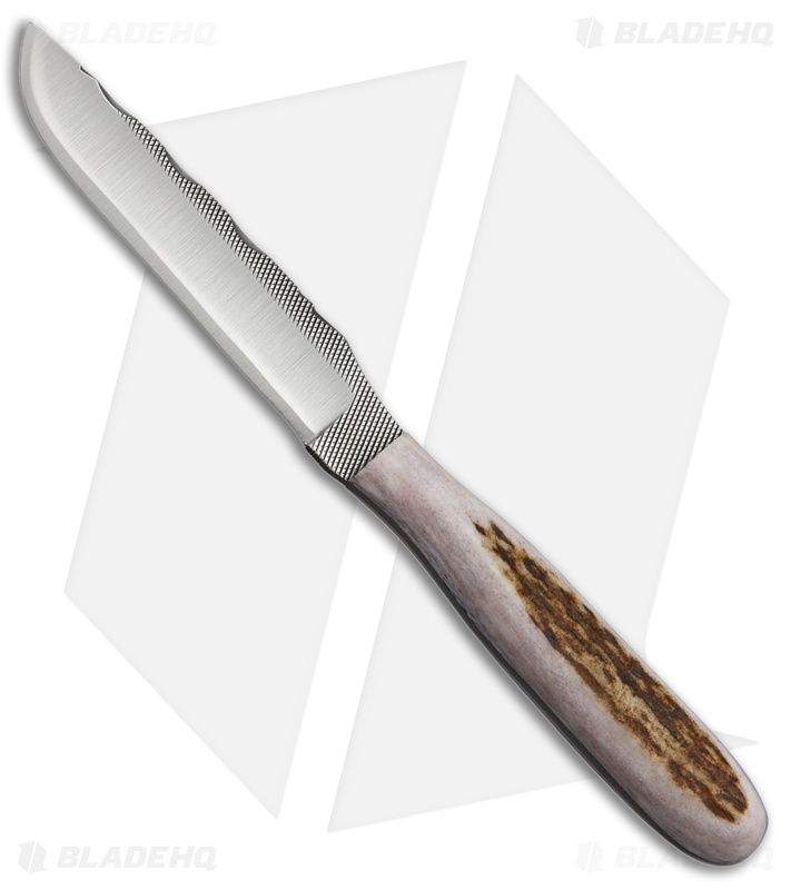Anza Knives 108-FE Fixed Blade Knife Elk Bone (3.75" Satin) 