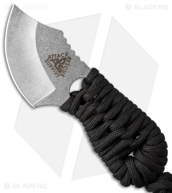 A.R.S. Shanghai Shank Neck Knife w/ Black Cord Wrap (2" Stonewash)