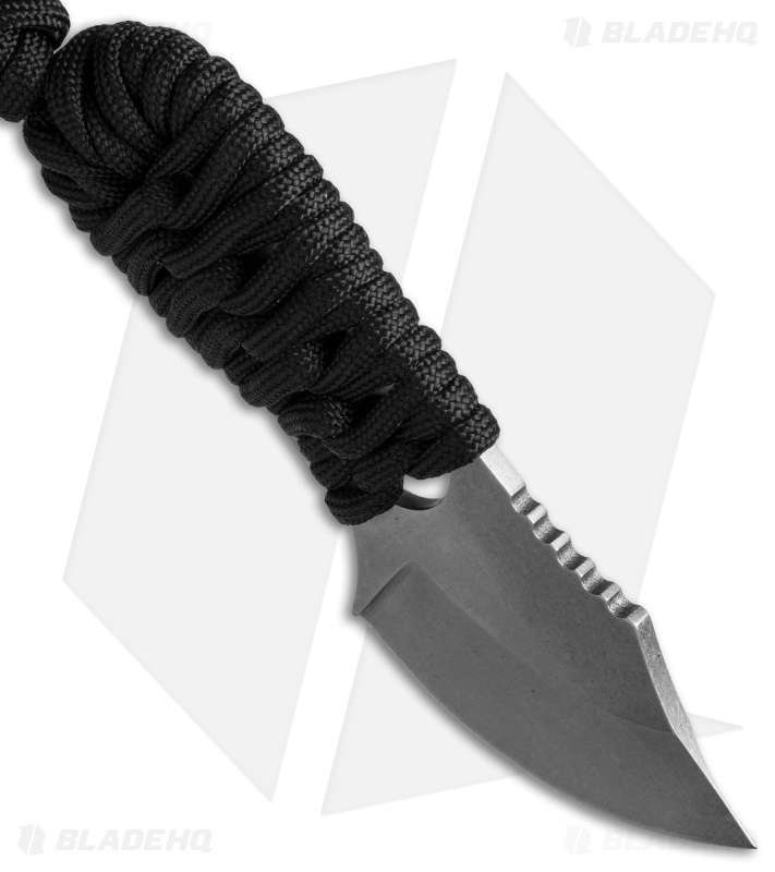 A.R.S. Shanghai Shank Neck Knife w/ Black Cord Wrap (2" Stonewash)