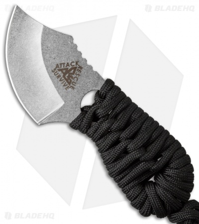 A.R.S. Shanghai Shank Neck Knife w/ Black Cord Wrap (2" Stonewash)