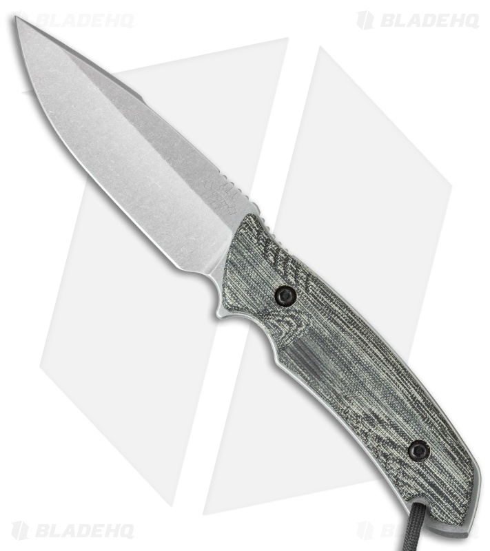 Attleboro Knives Battle Knife Fixed Blade w/ Black Sheath (4.5" Stonewash)