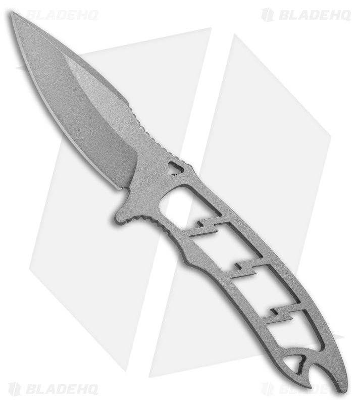 Attleboro Knives Dau Tranh Fixed Blade Neck Knife w/Black Sheath (2.5" Metallic)