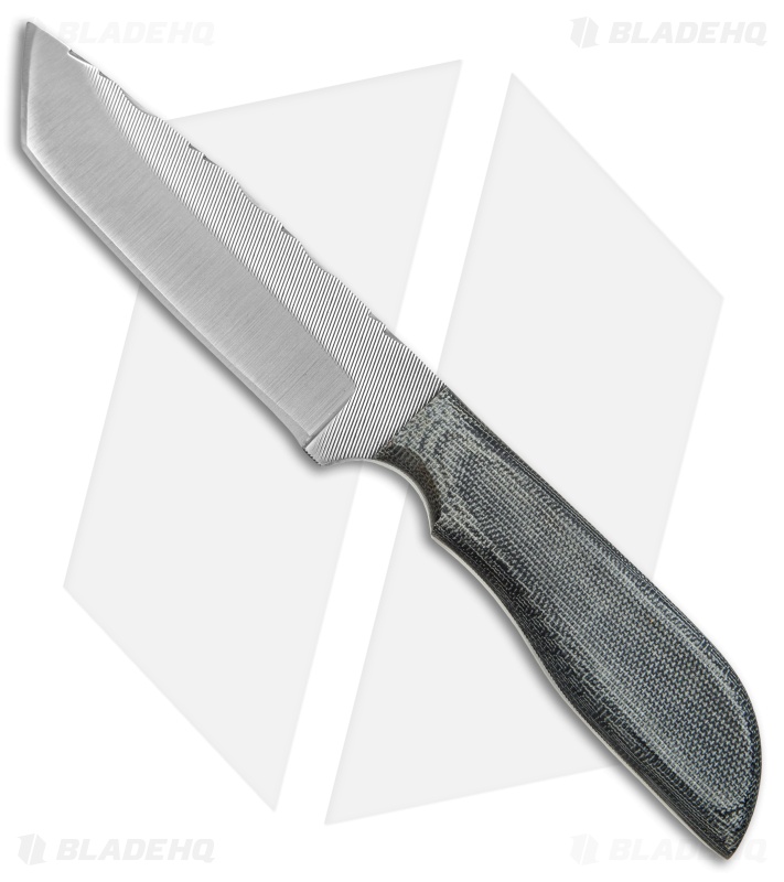 Anza Knives MC-7M Tanto Fixed Blade Knife Black Canvas Micarta