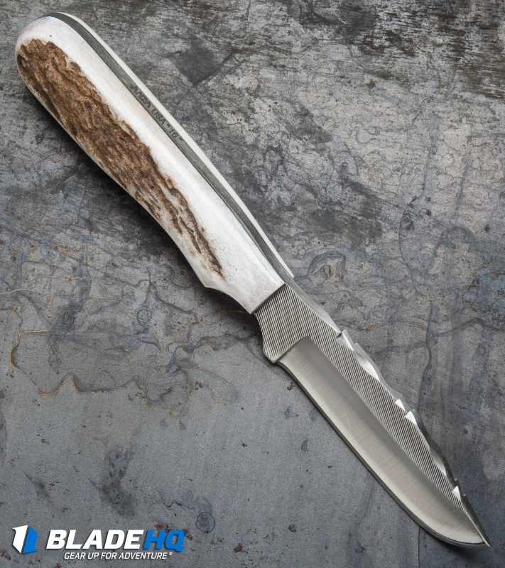 Anza Knives F4FE Fixed Blade Knife Stag Horn (3.4" Plain) Blade HQ