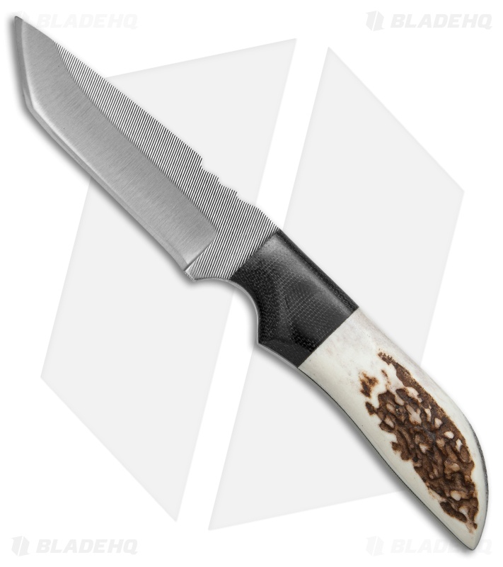 Anza Knives JWK-1E Tanto Fixed Blade Knife Stag Horn (4" Satin)