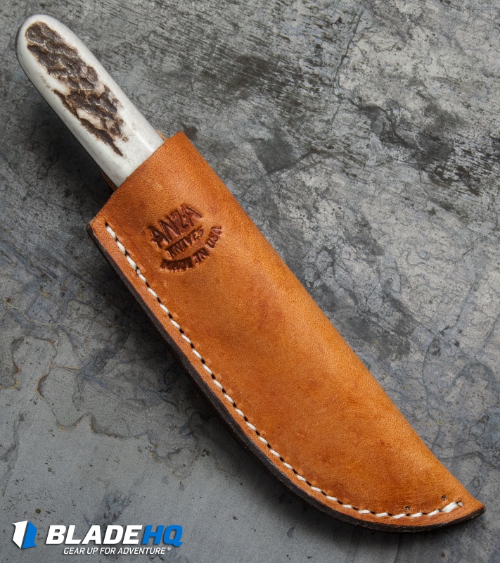 Anza Knives LPDE Fixed Blade Knife Stag Horn (2.75" Satin) Blade HQ