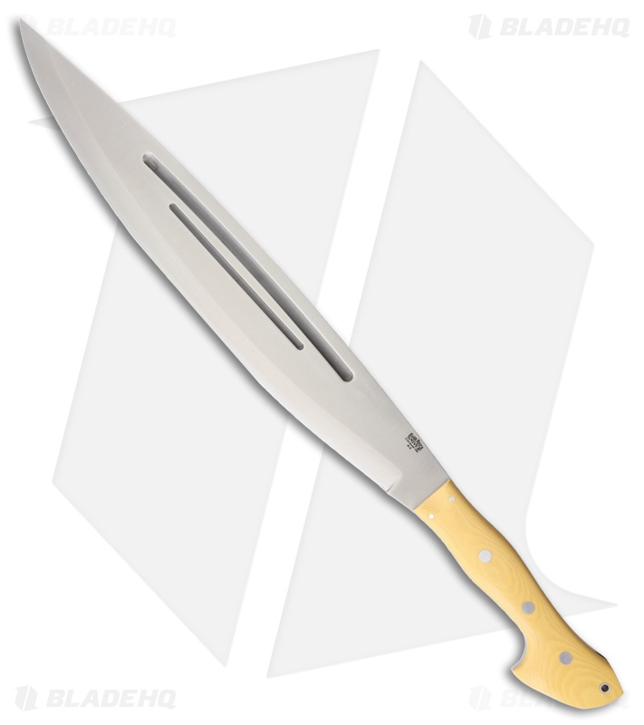 Bark River Barong Fixed Blade Knife Antique Ivory Canvas Micarta (16.5" Satin)