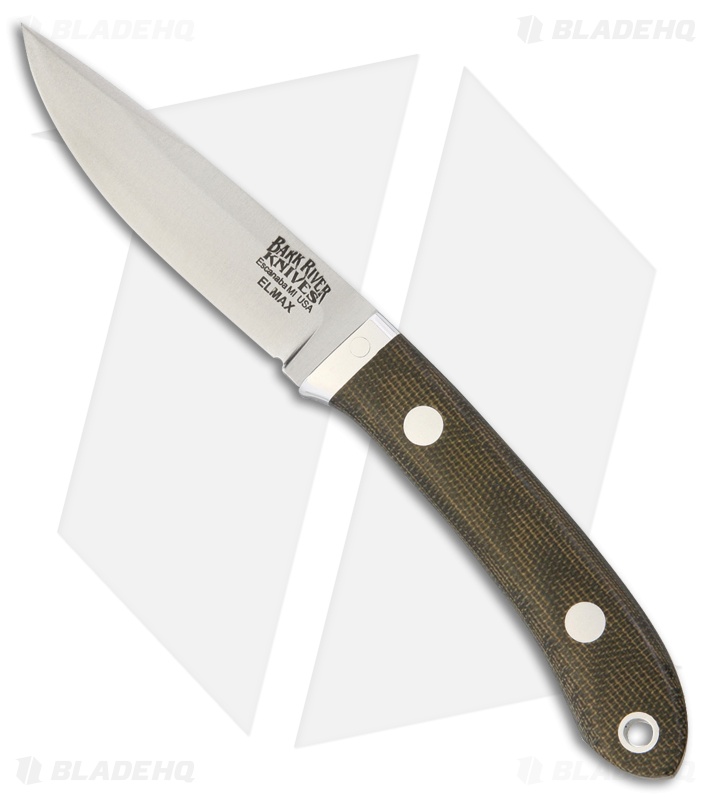 Bark River Blackwater Fixed Blade Knife Green Canvas Micarta (3" Elmax