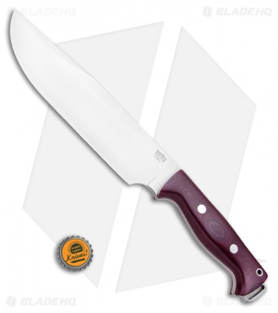 Bark River Bravo Crusader Fixed Blade Knife 3V Burgundy Micarta (8.75" Satin)