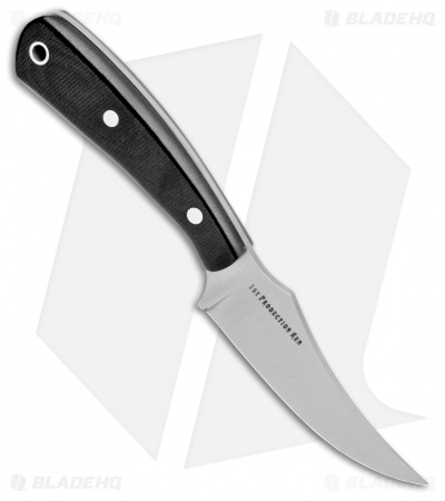 Bark River Fingerling Fixed Blade Knife Black Canvas Micarta (3.25" Satin)