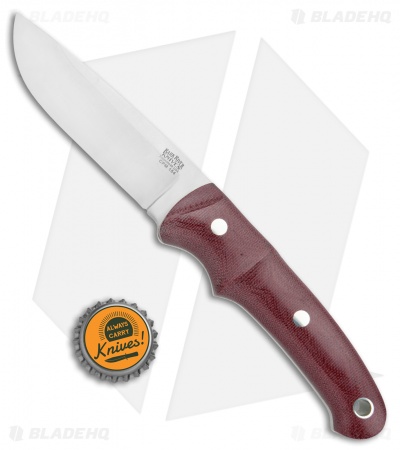 Bark River Guardless Drop Point Fixed Blade Knife Burgundy (3.875" Satin)