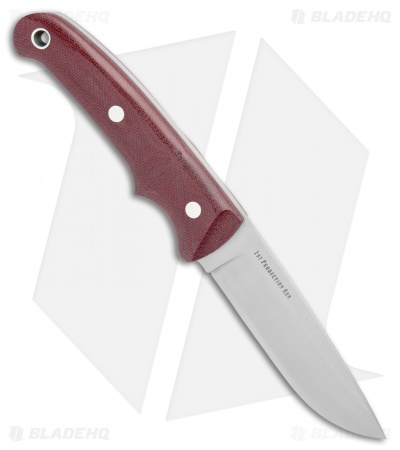 Bark River Guardless Drop Point Fixed Blade Knife Burgundy (3.875" Satin)