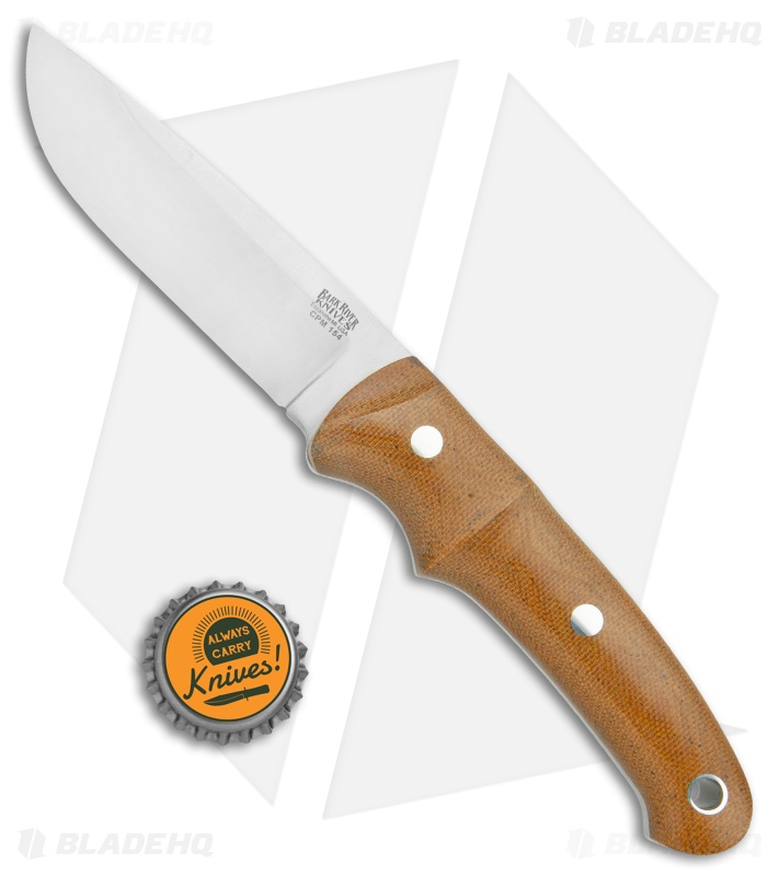 Bark River Guardless Drop Point Fixed Blade Knife Natural Micarta (3.875" Satin)