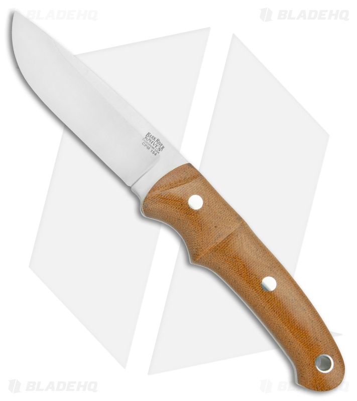 Bark River Guardless Drop Point Fixed Blade Knife Natural Micarta (3.875" Satin)