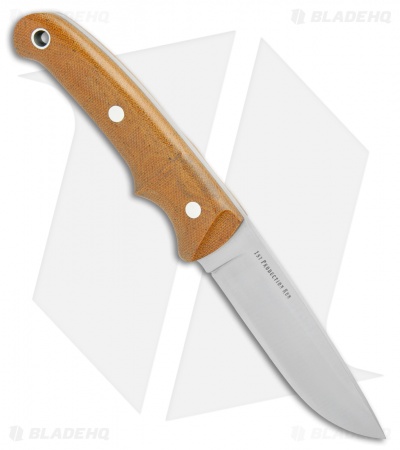 Bark River Guardless Drop Point Fixed Blade Knife Natural Micarta (3.875" Satin)