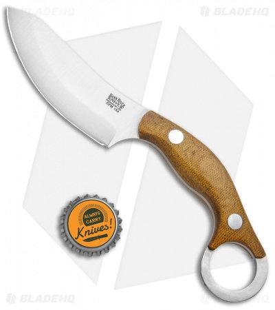Bark River JX4 Bush Bat Fixed Blade Knife Natural Canvas Micarta (3.5" Satin)