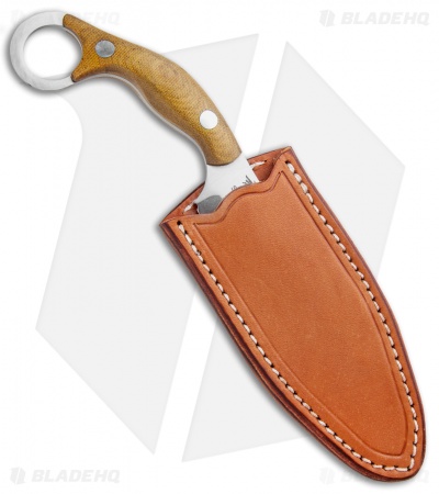 Bark River JX4 Bush Bat Fixed Blade Knife Natural Canvas Micarta (3.5" Satin)