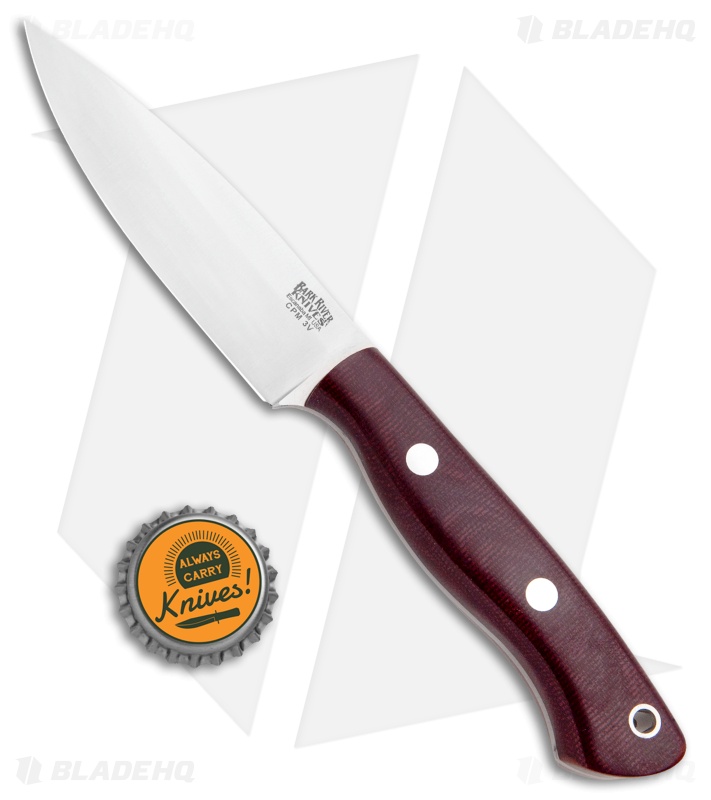 Bark River Mini Aurora Fixed Blade Knife Burgundy Canvas Micarta (3.67" Satin)
