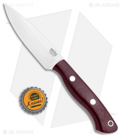 Bark River Mini Aurora Fixed Blade Knife Burgundy Canvas Micarta (3.67" Satin)