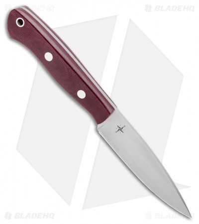 Bark River Mini Aurora Fixed Blade Knife Burgundy Canvas Micarta (3.67" Satin)