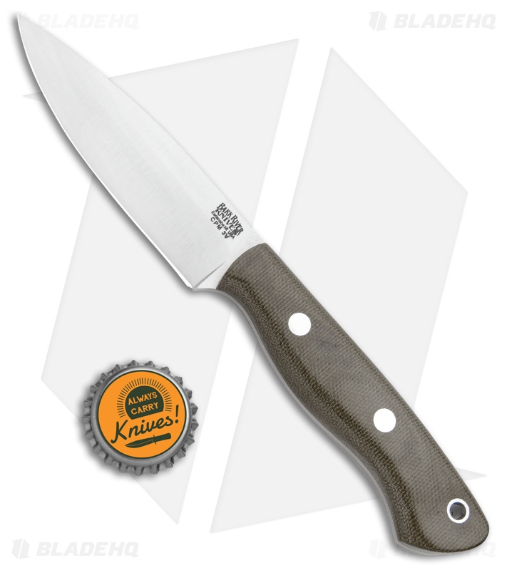 Bark River Mini Aurora Fixed Blade Knife Green Canvas Micarta (3.67" Satin)
