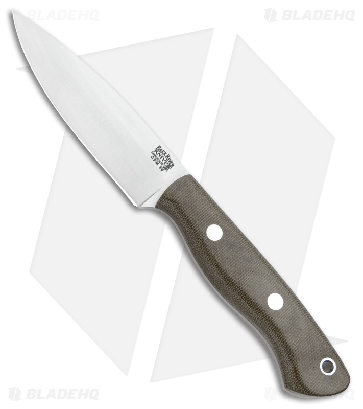 Bark River Mini Aurora Fixed Blade Knife Green Canvas Micarta (3.67" Satin)