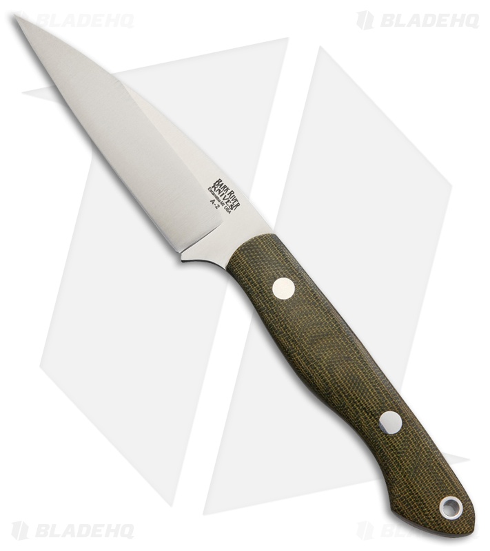 Bark River Mini Bush Seax Fixed Blade Knife Green Canvas Micarta