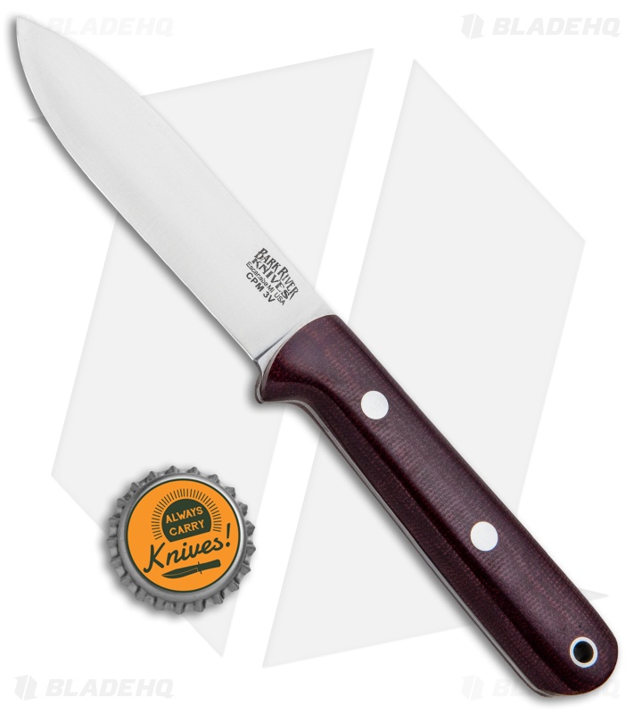 Bark River Mini Kephart Fixed Blade Knife Burgandy Canvas Micarta (3.63" Satin)