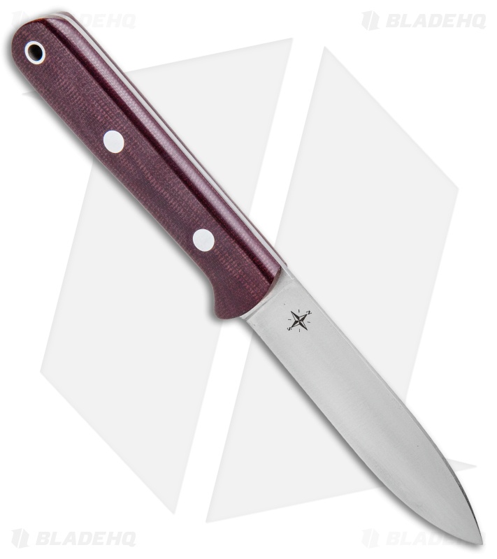 Bark River Mini Kephart Fixed Blade Knife Burgandy Canvas Micarta (3.63" Satin)