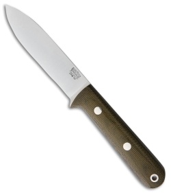 Bark River Mini Kephart Fixed Blade Knife Green Canvas Micarta (3.75" Satin)