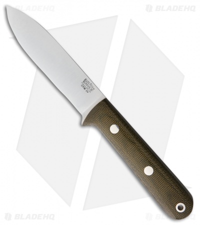 Bark River Mini Kephart Fixed Blade Knife Green Canvas Micarta (3.75" Satin)