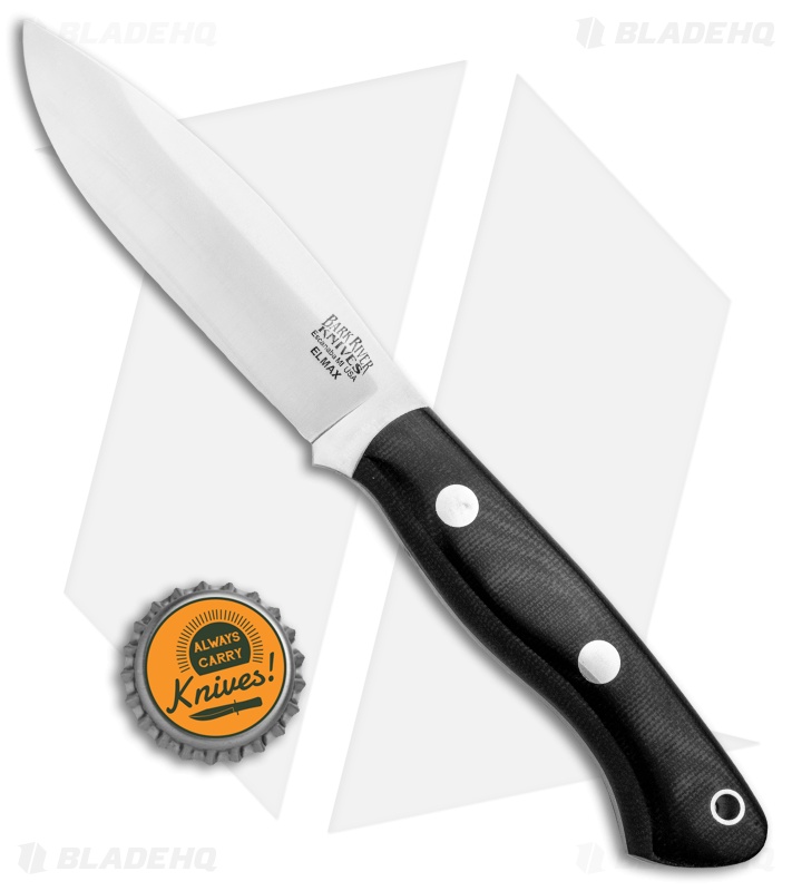 Bark River Mini Tundra Fixed Blade Knife Elmax Black Micarta (4" Satin)