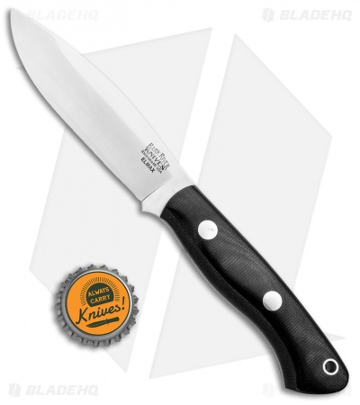 Bark River Mini Tundra Fixed Blade Knife Elmax Black Micarta (4" Satin)