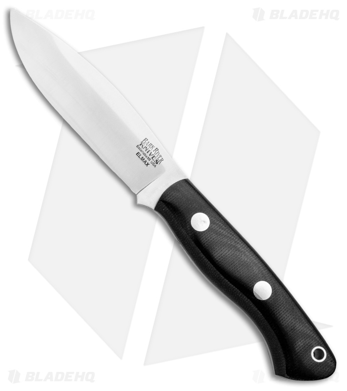 Bark River Mini Tundra Fixed Blade Knife Elmax Black Micarta (4" Satin)