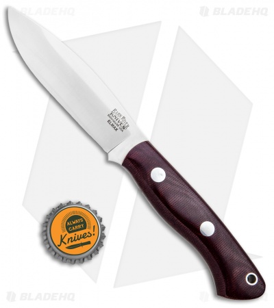 Bark River Mini Tundra Fixed Blade Knife Elmax Burgandy Micarta (4" Satin)