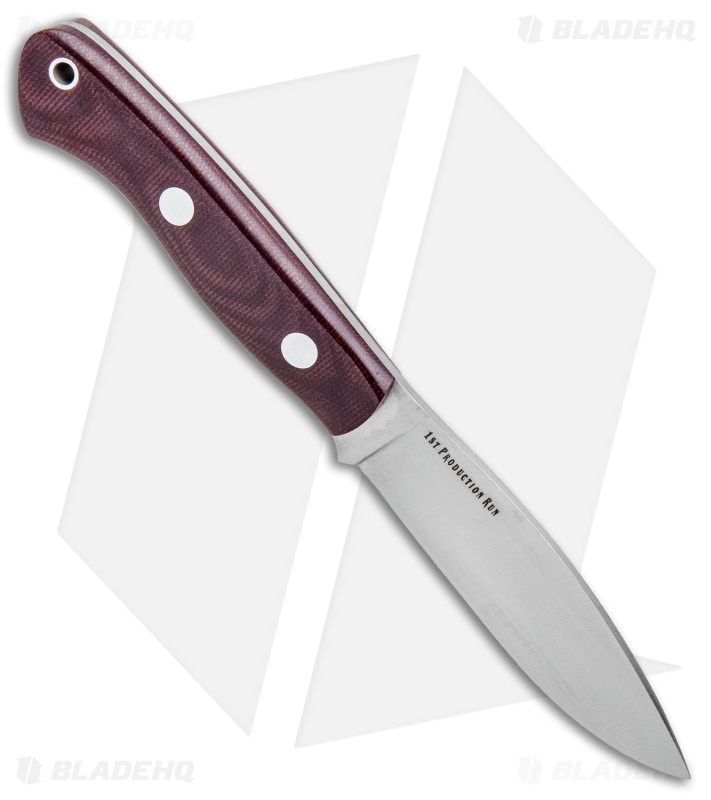 Bark River Mini Tundra Fixed Blade Knife Elmax Burgandy Micarta (4" Satin)