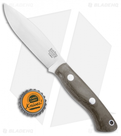 Bark River Mini Tundra Fixed Blade Knife Elmax Green Micarta (4" Satin)