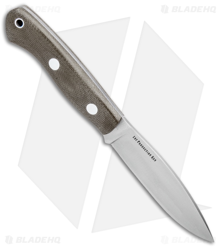 Bark River Mini Tundra Fixed Blade Knife Elmax Green Micarta (4" Satin)