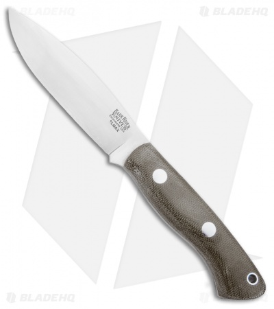 Bark River Mini Tundra Fixed Blade Knife Elmax Green Micarta (4" Satin)
