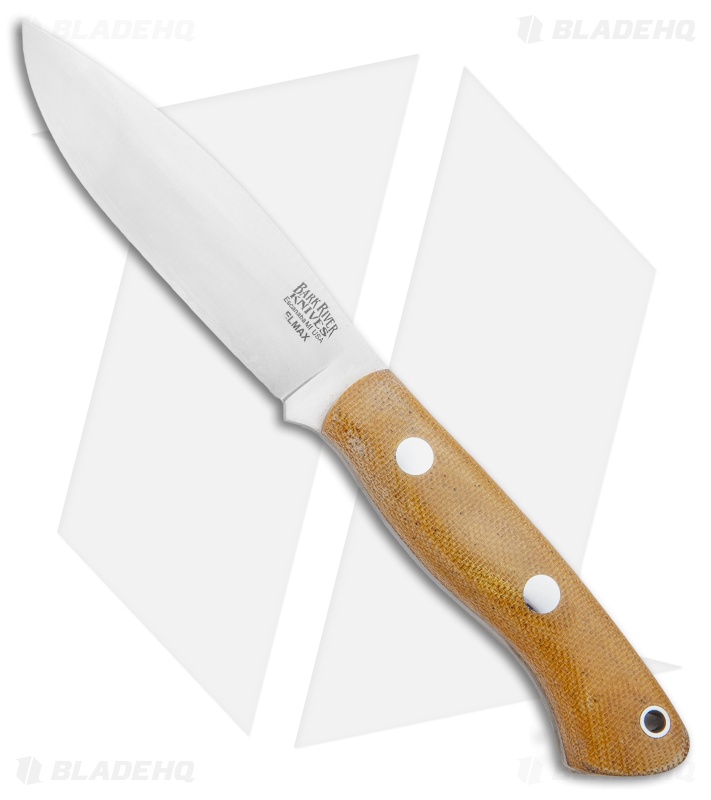 Bark River Mini Tundra Fixed Blade Knife Elmax Natural Micarta (4" Satin)