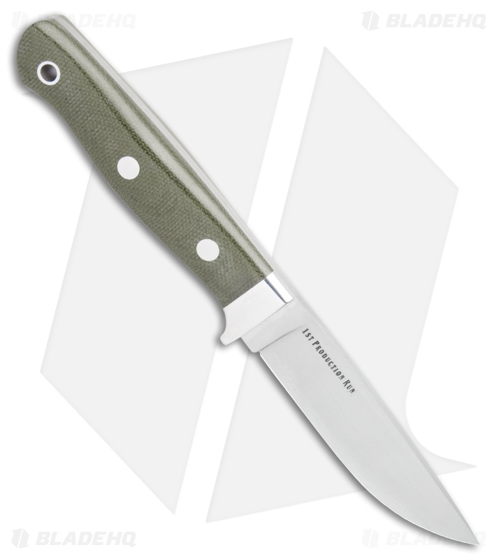 Bark River Mountaineer II Fixed Blade Knife Green Micarta (3.5" Satin)