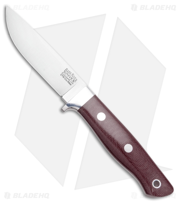 Bark River Mountaineer II Fixed Blade Knife Burgundy Micarta (3.5" Satin)