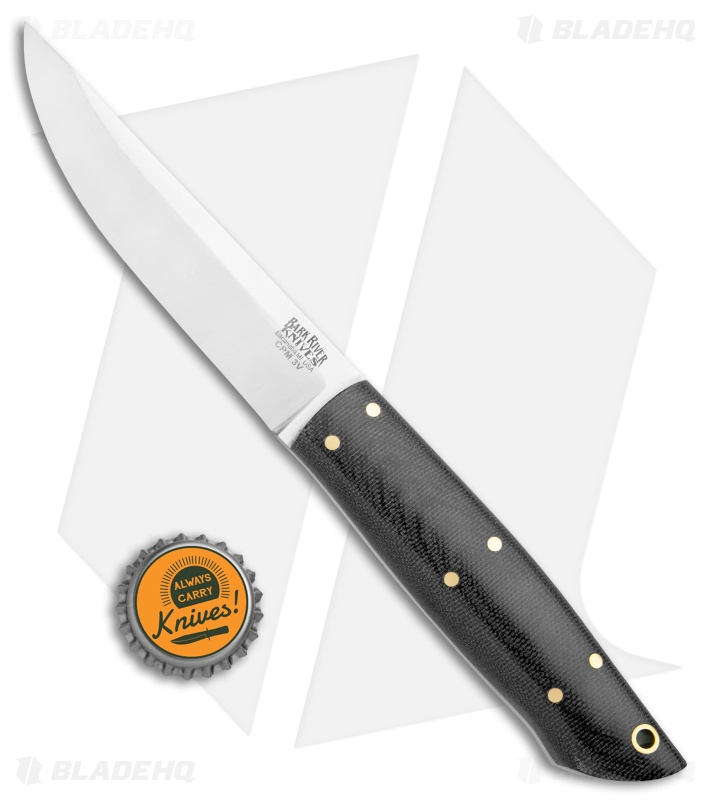 Bark River Puukko Fixed Blade Knife Black Canvas Micarta (4.375" Satin 3V)